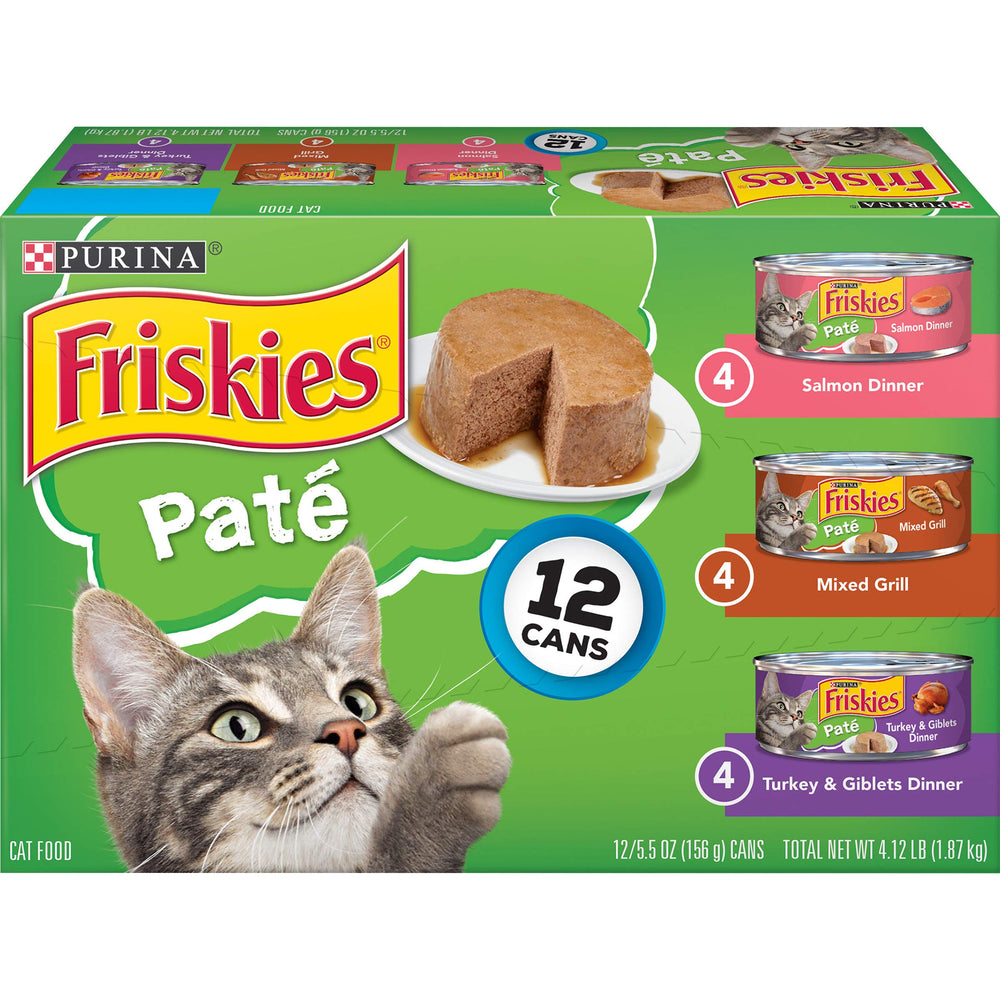 Friskies Pâté Saumon Dîner : texture veloutée appréciée par les chats adultes.