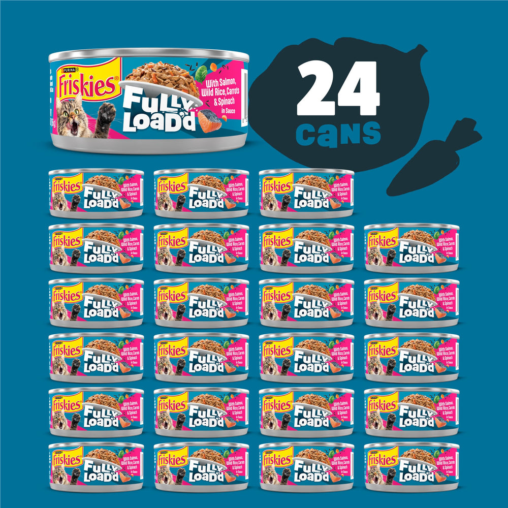 Morceaux de saumon et légumes dans Friskies Plein Charge, sauce appétissante