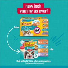 Friskies Poulet et Thon avec sauce, saveur gourmande et texture agréable pour chat.