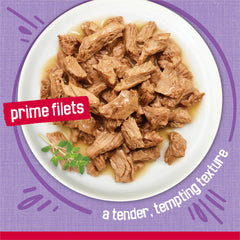 Friskies Prime Filets Dinde Diner parfum attirant stimule l'appétit.