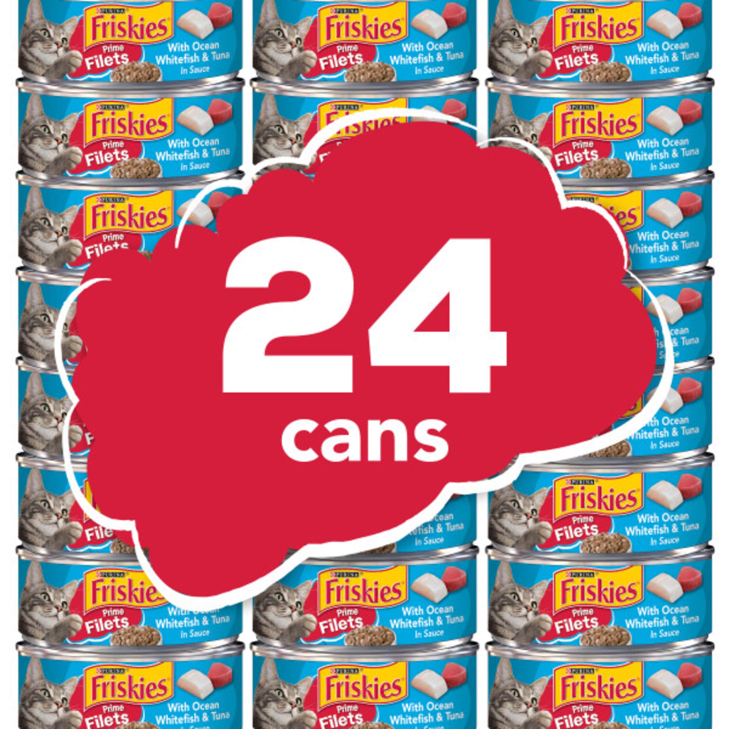 Friskies Prime Filets: morceaux thon et poisson blanc pour une dégustation satisfaisante.