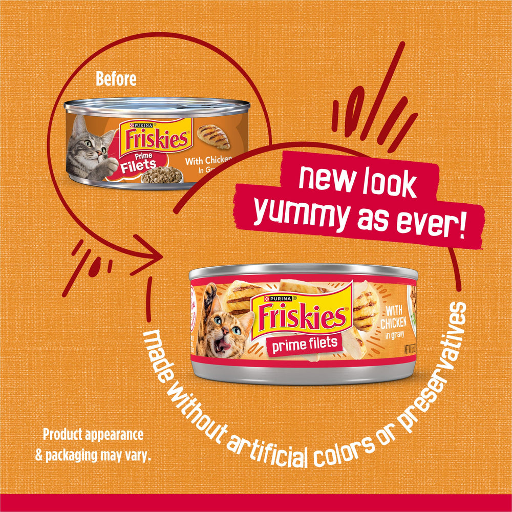 Friskies Prime Filets poulet en sauce — texture tendre idéale pour repas quotidien.