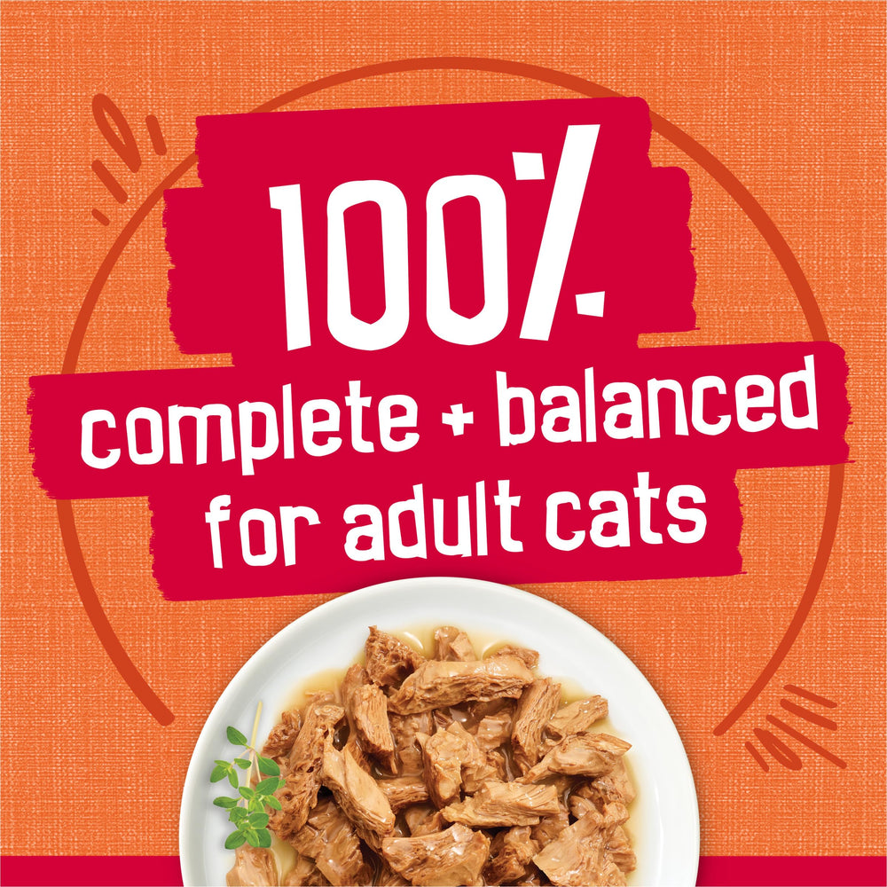 Friskies Prime Filets nutrition complète et équilibrée pour chat adulte.