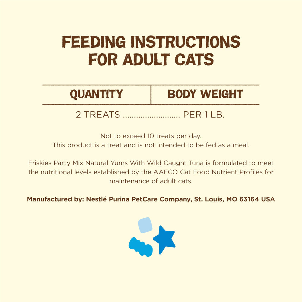 Purina Friskies Quantité maximale de 10 friandises par jour pour les chats adultes.