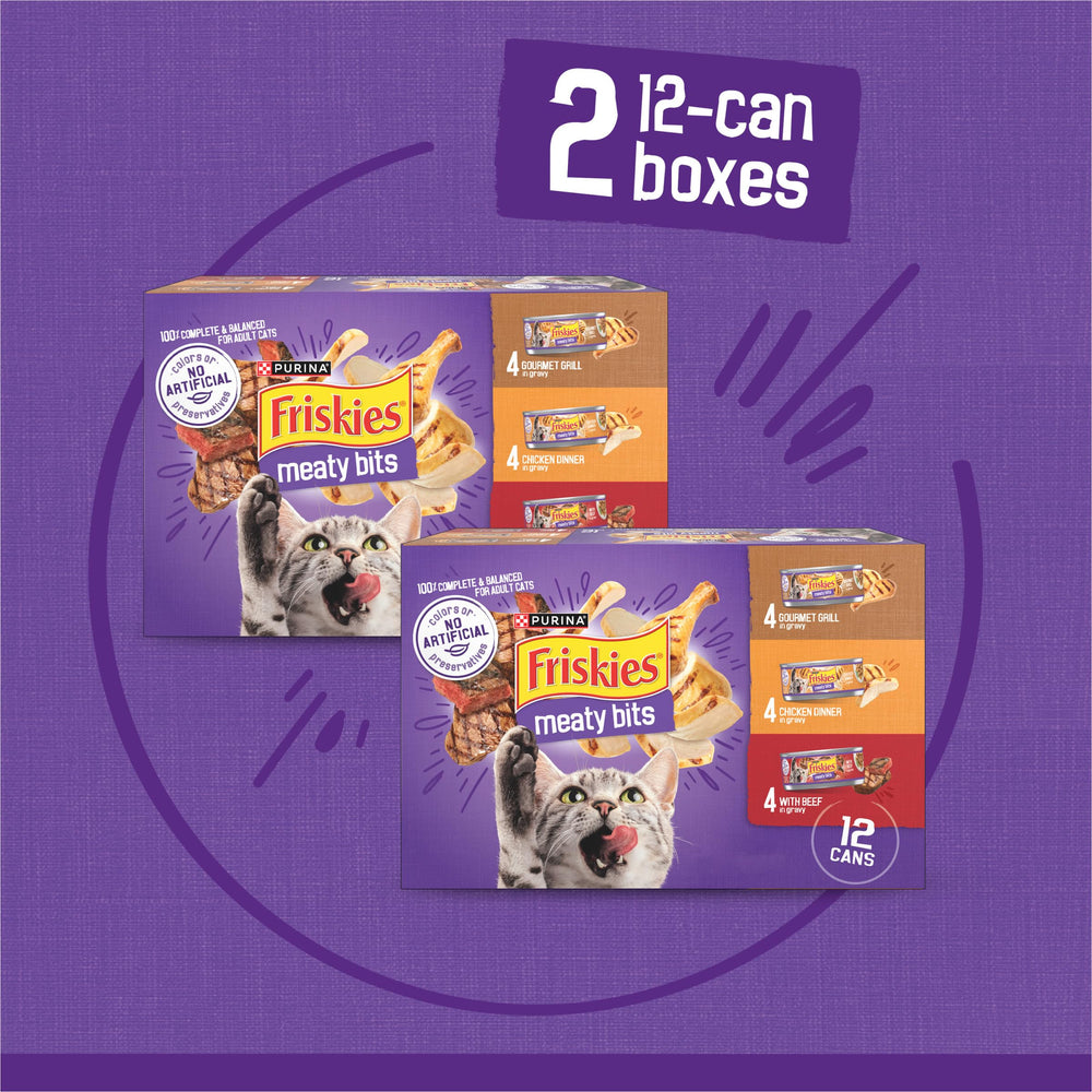 Friskies Sauce Savoureuse – Bouillon riche et morceaux dans l'assiette.