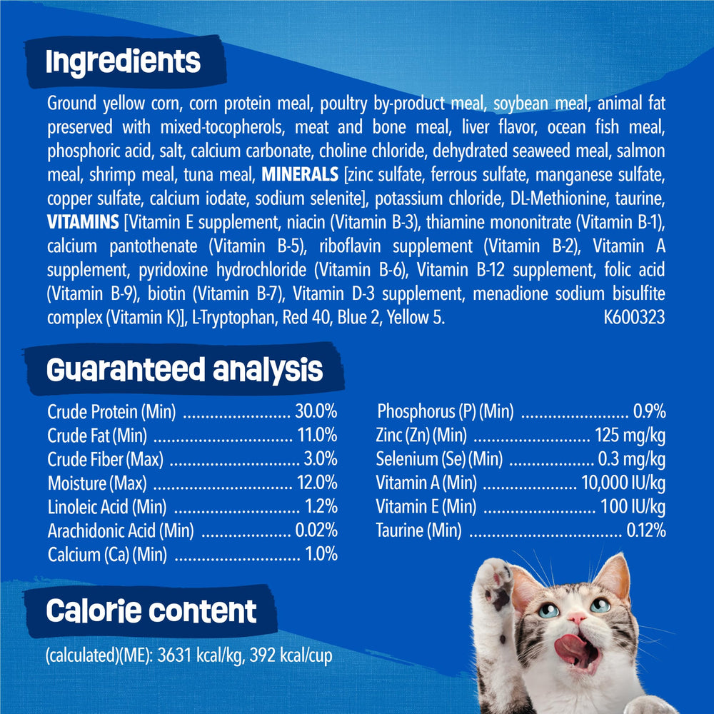 Friskies Saveurs Fruits de Mer texture équilibrée pour toute la vie féline.