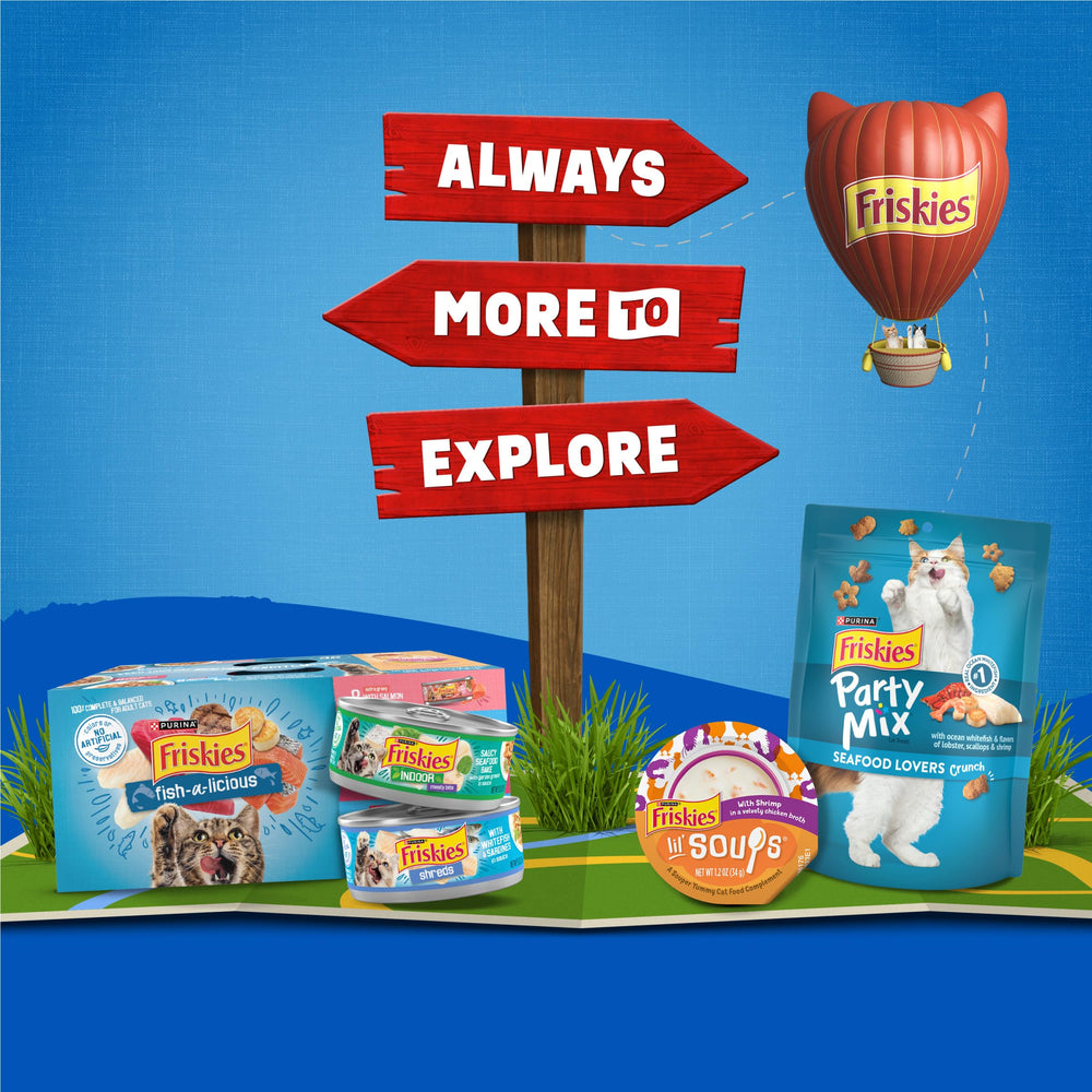 Friskies Saveurs Fruits de Mer antioxydants pour soutenir les défenses naturelles.