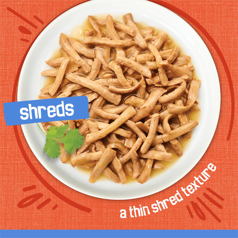 Friskies Shreds: arôme alléchant invitant le chat à manger.