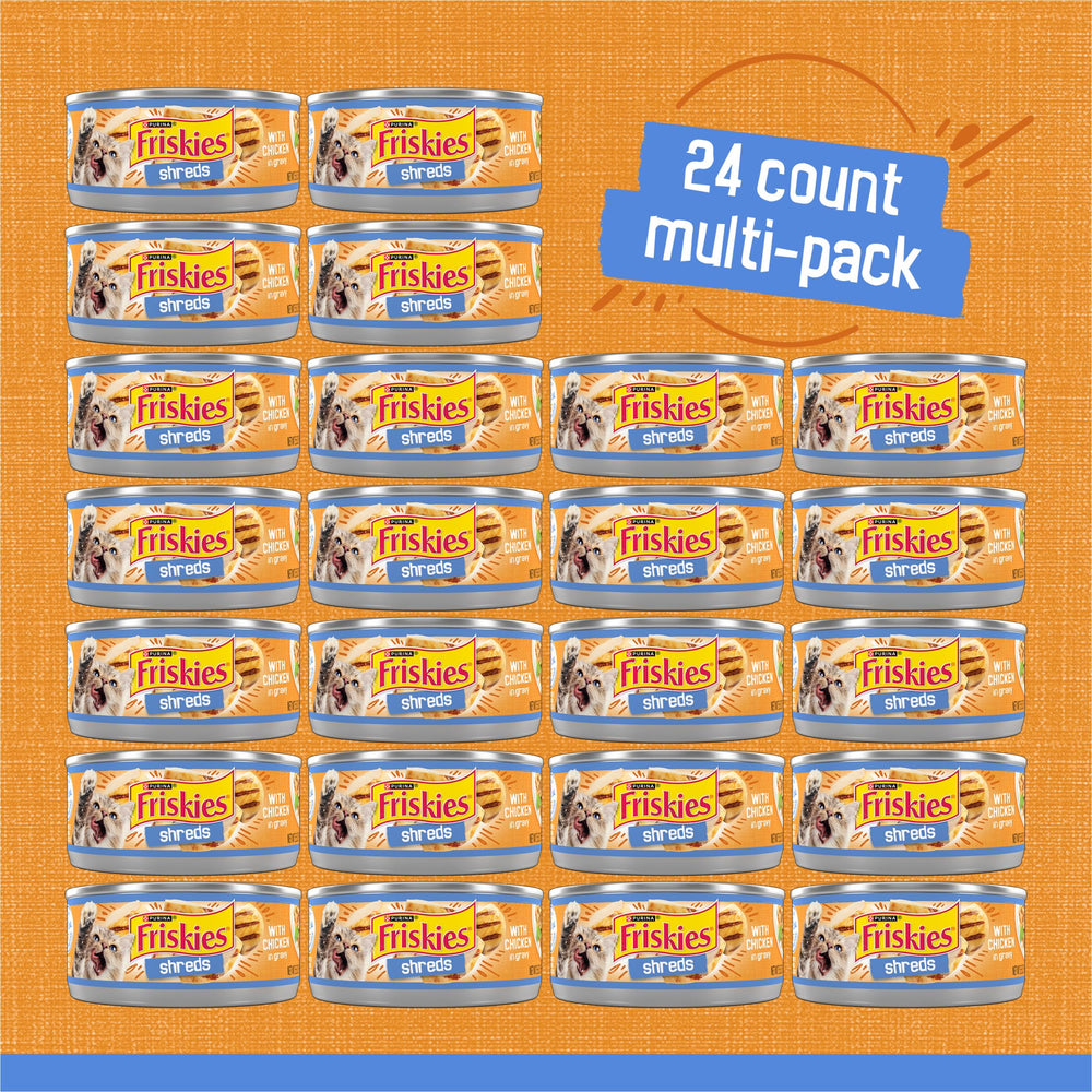 Poulet réel dans Friskies Shreds, morceaux tendres pour chat adulte.