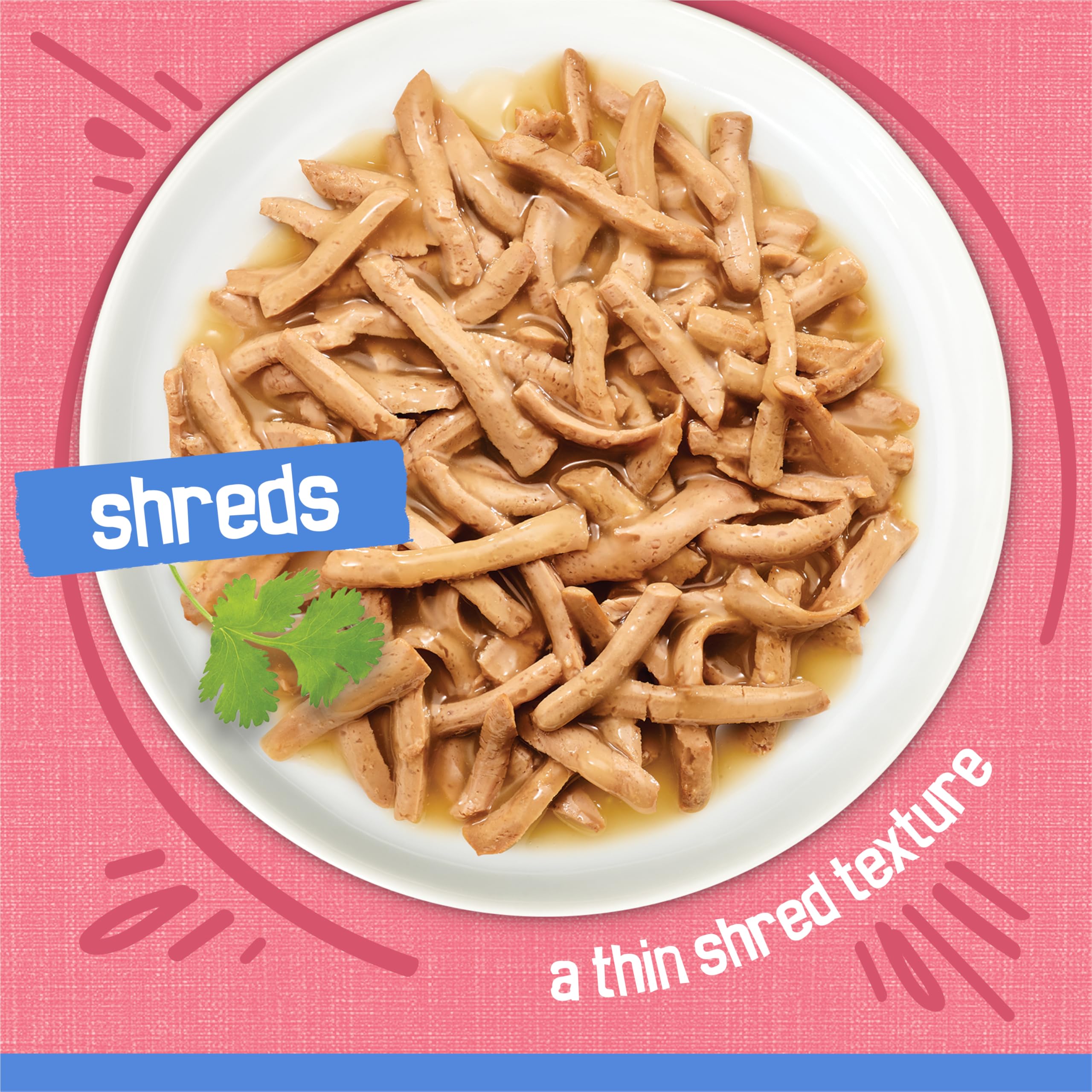 Friskies Shreds saumon dans sauce, arôme appétissant qui attire le chat.