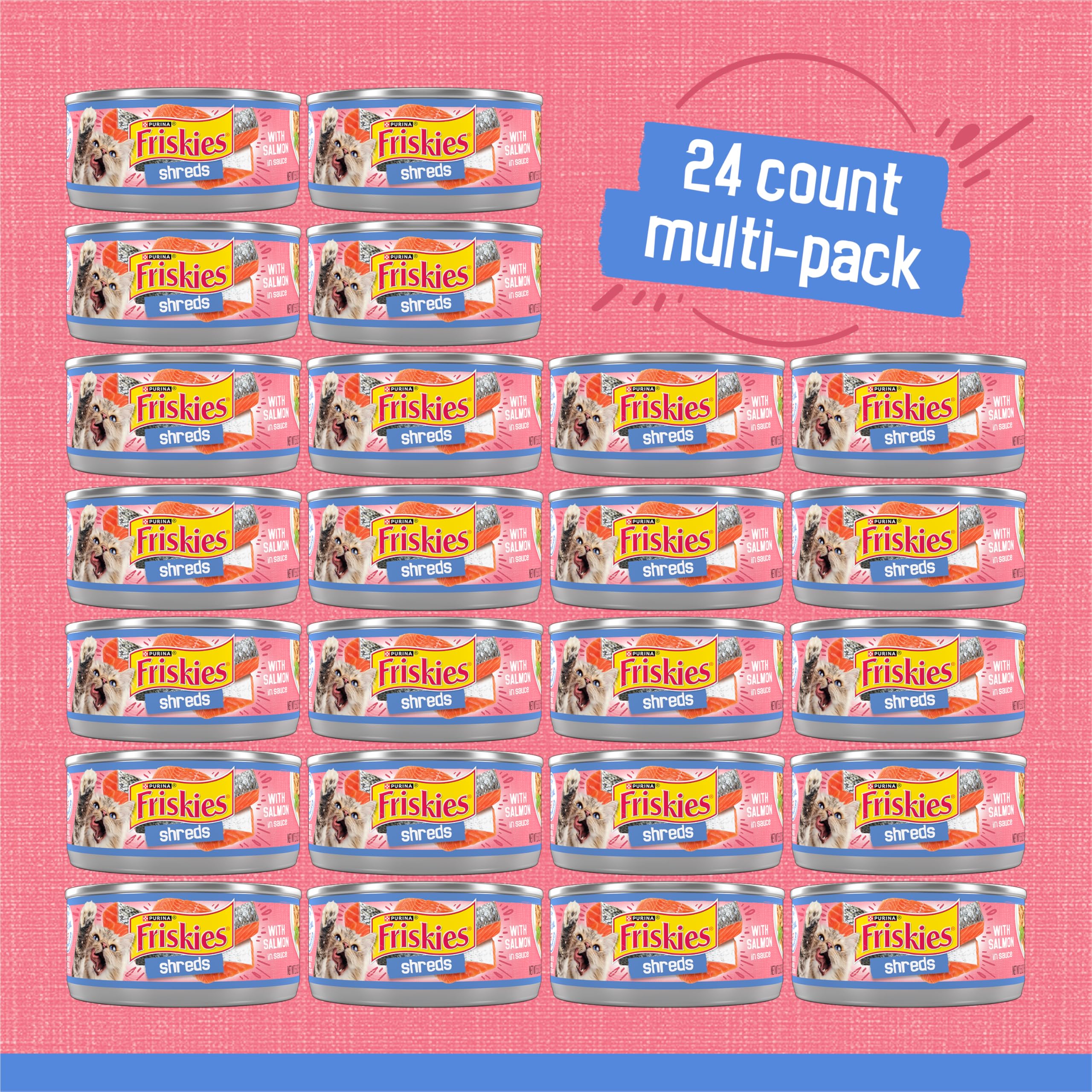 Friskies Shreds saumon dans sauce, ingrédients de qualité et apport nutritionnel équilibré.