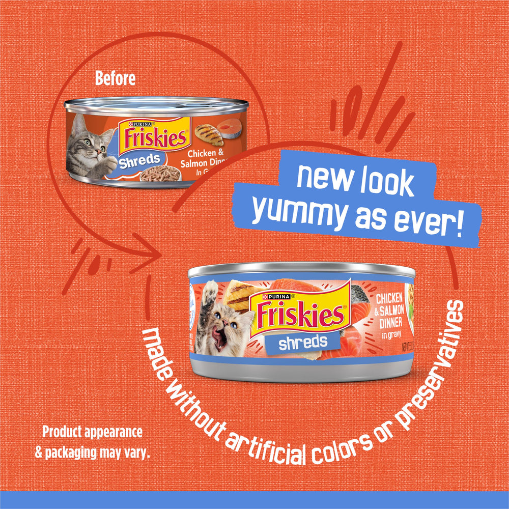 Friskies Shreds: texture tendre qui stimule l'appétit du chat.