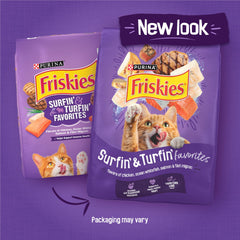 Friskies Surfin Turfin poisson blanc — texture croquante favorisant l'intérêt du repas.