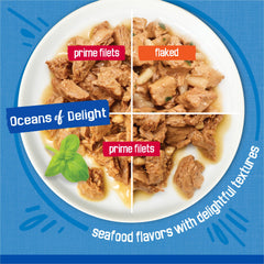 Friskies Variété Quatre Saveurs Poisson et Volaille — texture variée et goût délicieux.