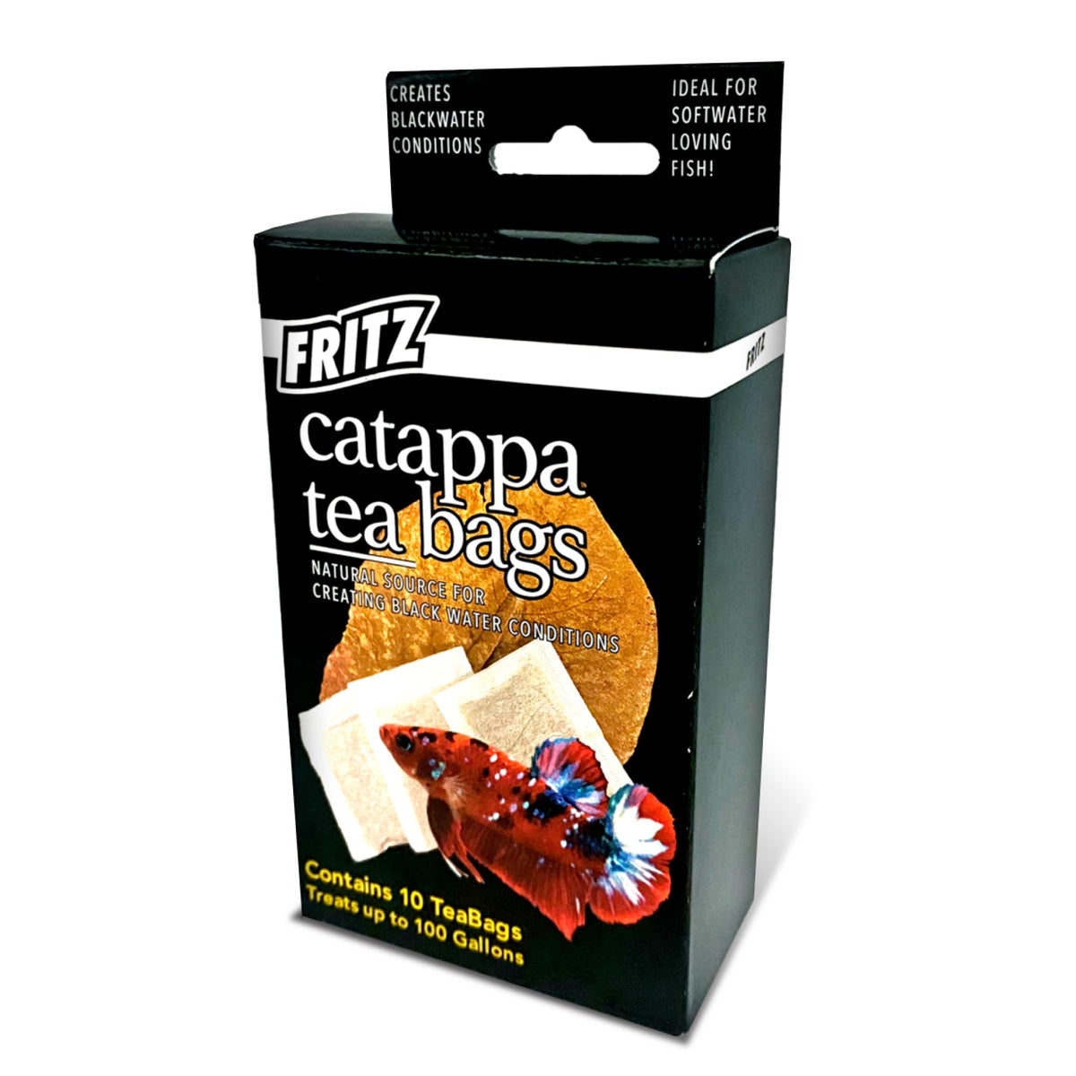 Fritz Aquatics Betta Botanicals : sachets Catappa dans l'eau apportant des tanins et douceur.