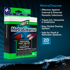 Fritz MetroCleanse paquet ouvert montre le dosage facile.