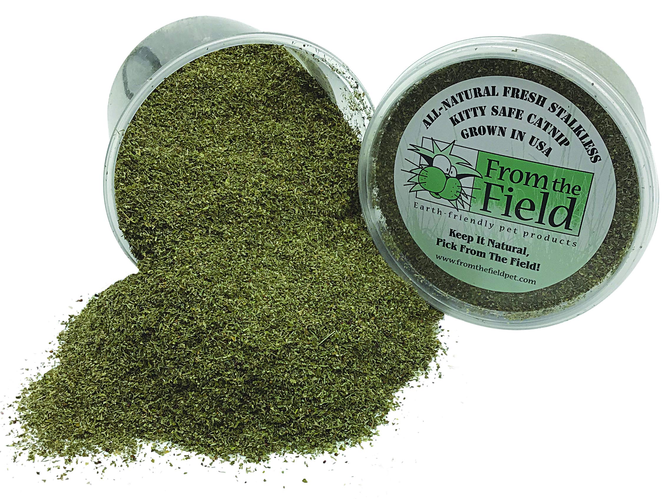 From The Field Catnip, emballage refermable pour préserver la fraîcheur et les huiles essentielles.