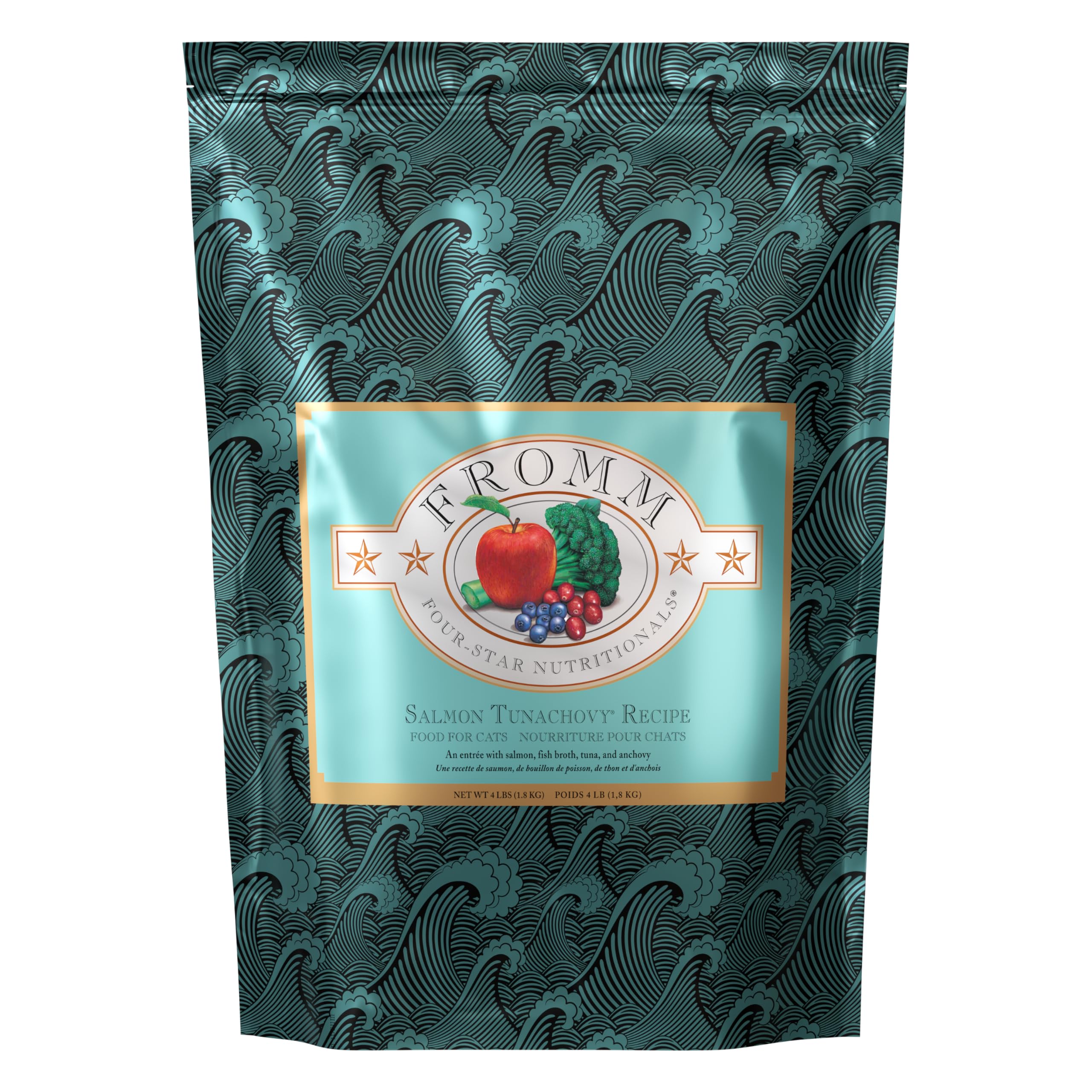 Fromm Four-Star croquettes saumon tunachovy pour chat, digestibilité élevée.