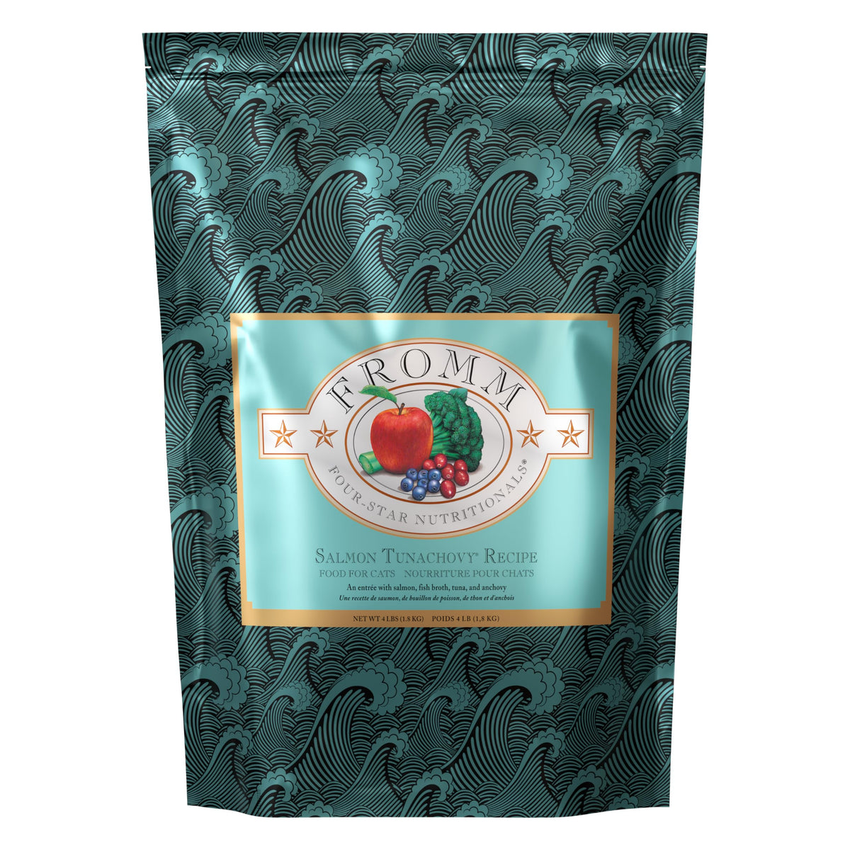 Fromm Four-Star croquettes saumon tunachovy pour chat, digestibilité élevée.