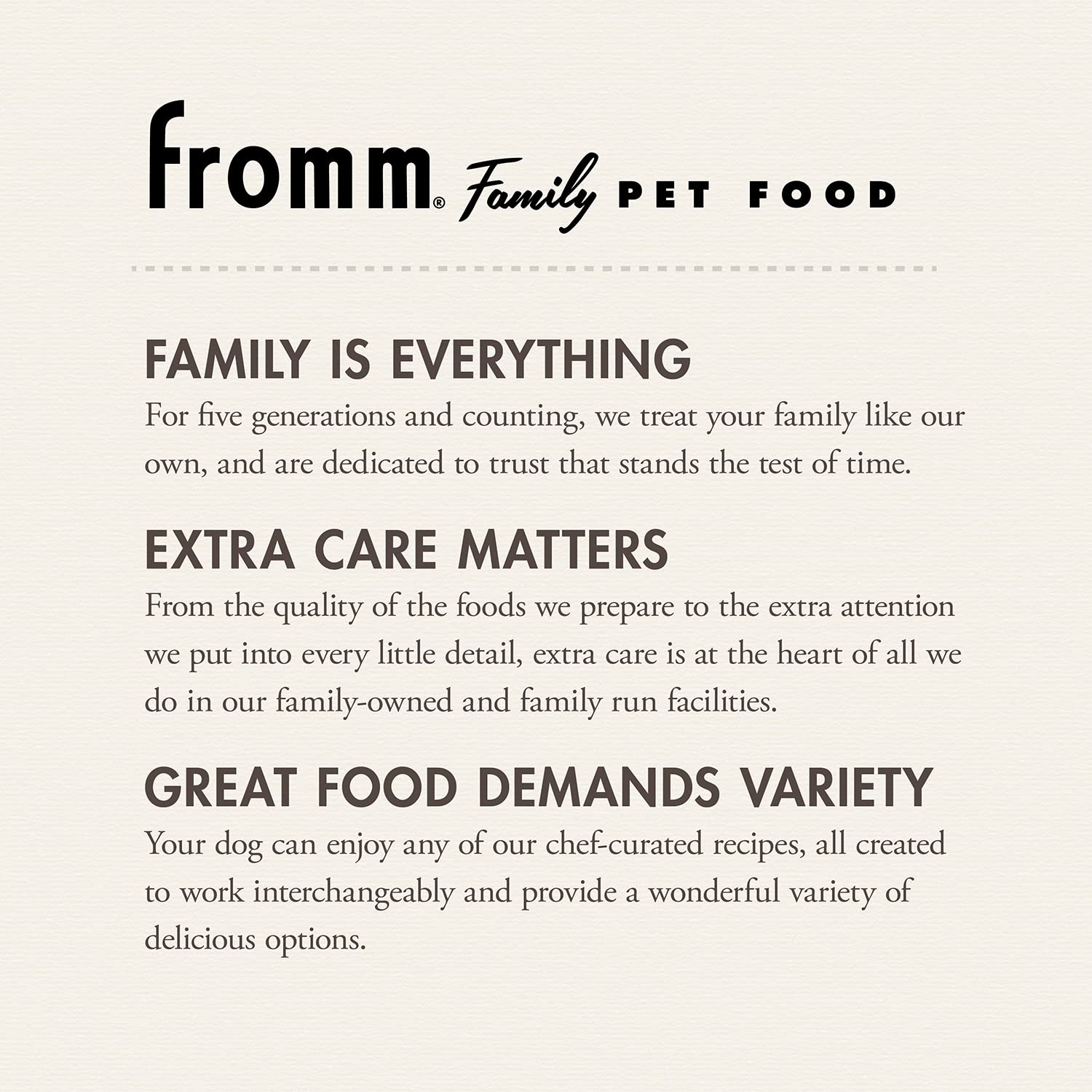 Fromm Four-Star Hasen Duckenpfeffer, recettes interchangeables pour varier les repas.