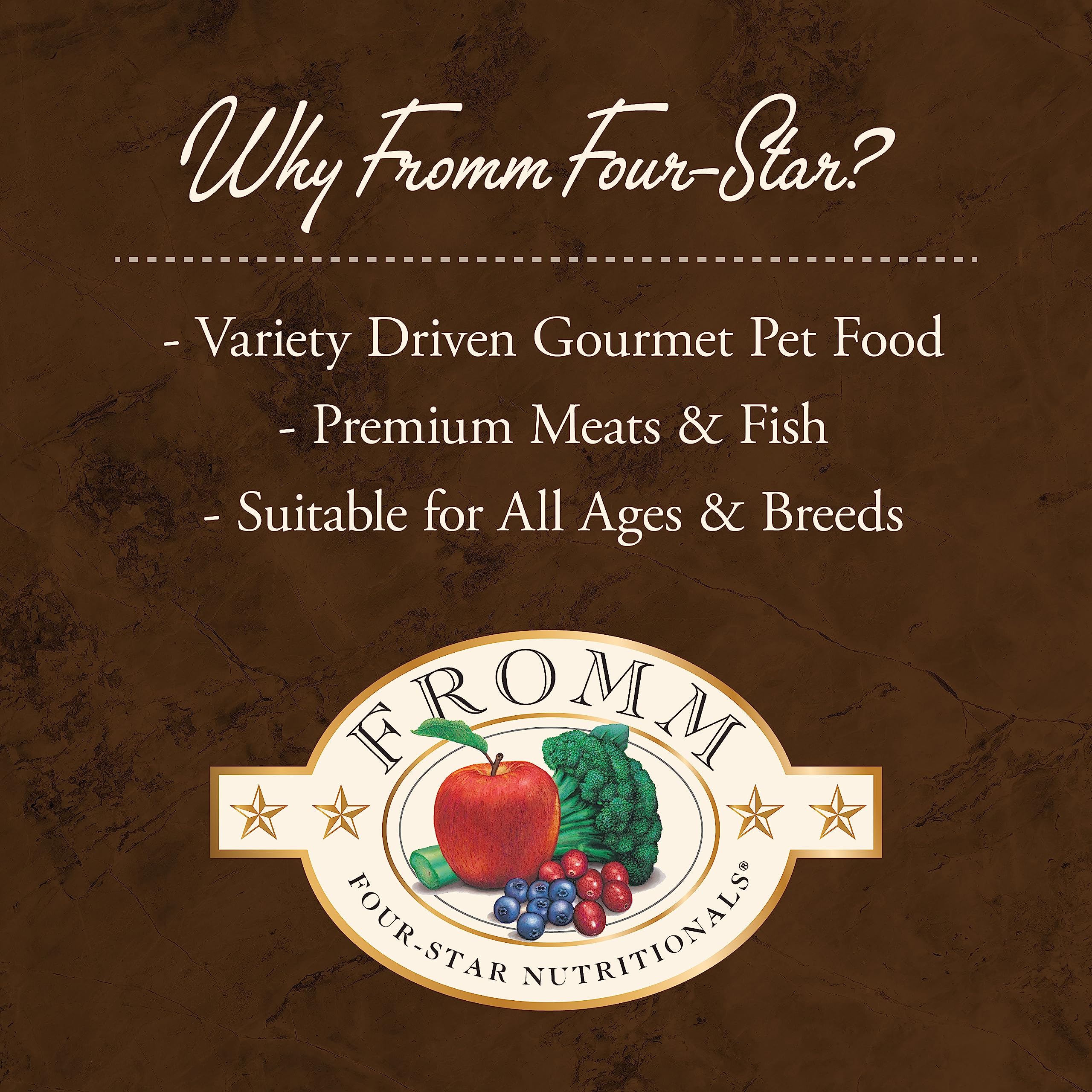 Fromm Four-Star Nutritionals, ingrédients dinde canard gibier caille, formulation variée.