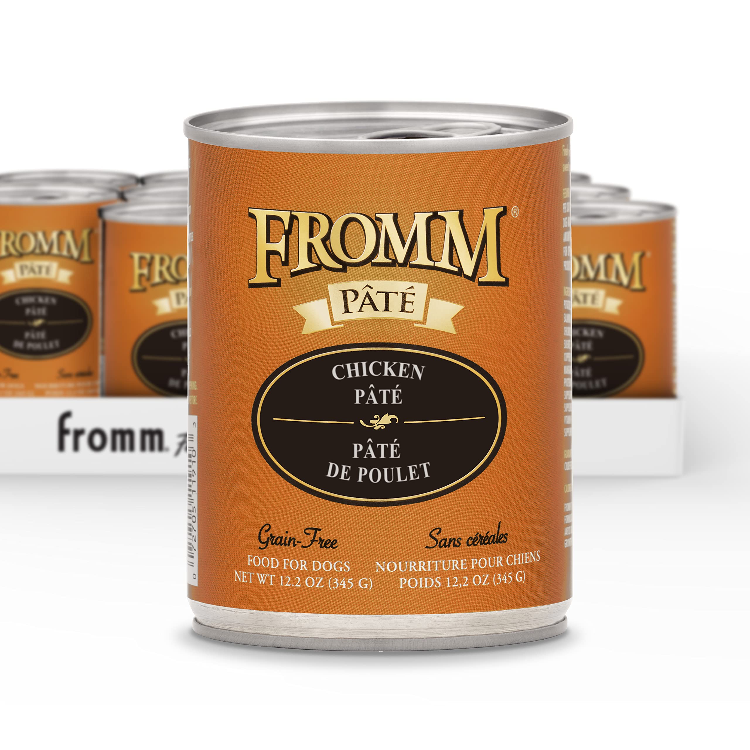 Fromm Pâté Chien Poulet – Boîte 12, repas humide pratique et savoureux.