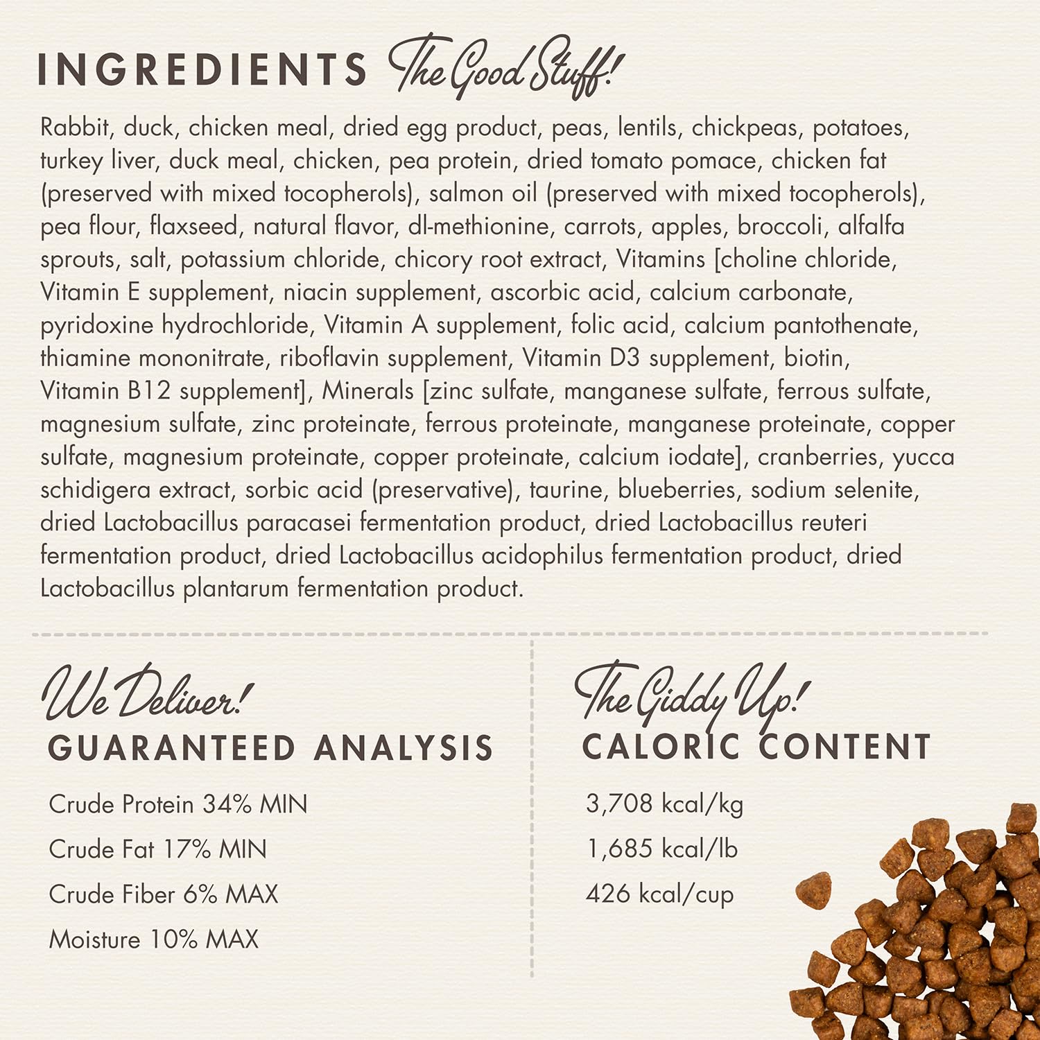 Fromm Quatre Étoiles ingrédients lapin et légumes, texture naturelle et équilibrée.
