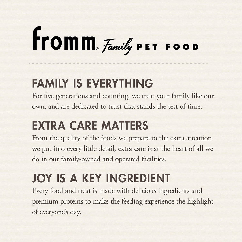 Sachet refermable Fromm pour des friandises faciles à emporter.