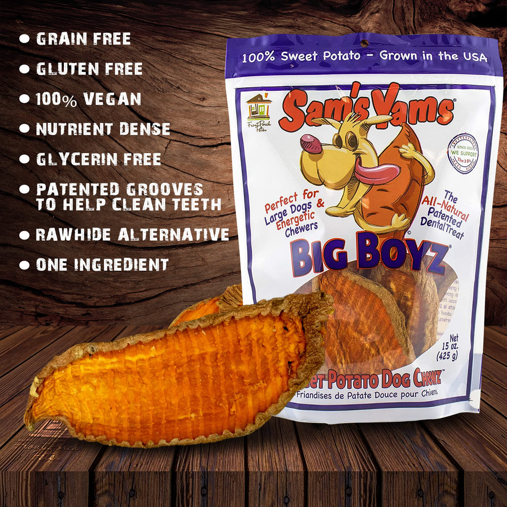 Sams Yams Big Boyz: texture ferme et mâchage agréable soutenant la dentition
