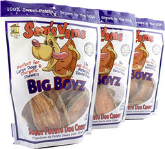 Front Porch Pets Sams Yams Big Boyz sac ouvert avec bouchées végan sans céréales.