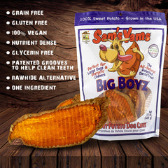 Friandises véganes Sam's Yams Big Boyz sans produits animaux.