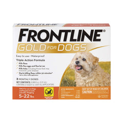Frontline Gold: application facile pour chien petit 5-22 livres et protection mensuelle.