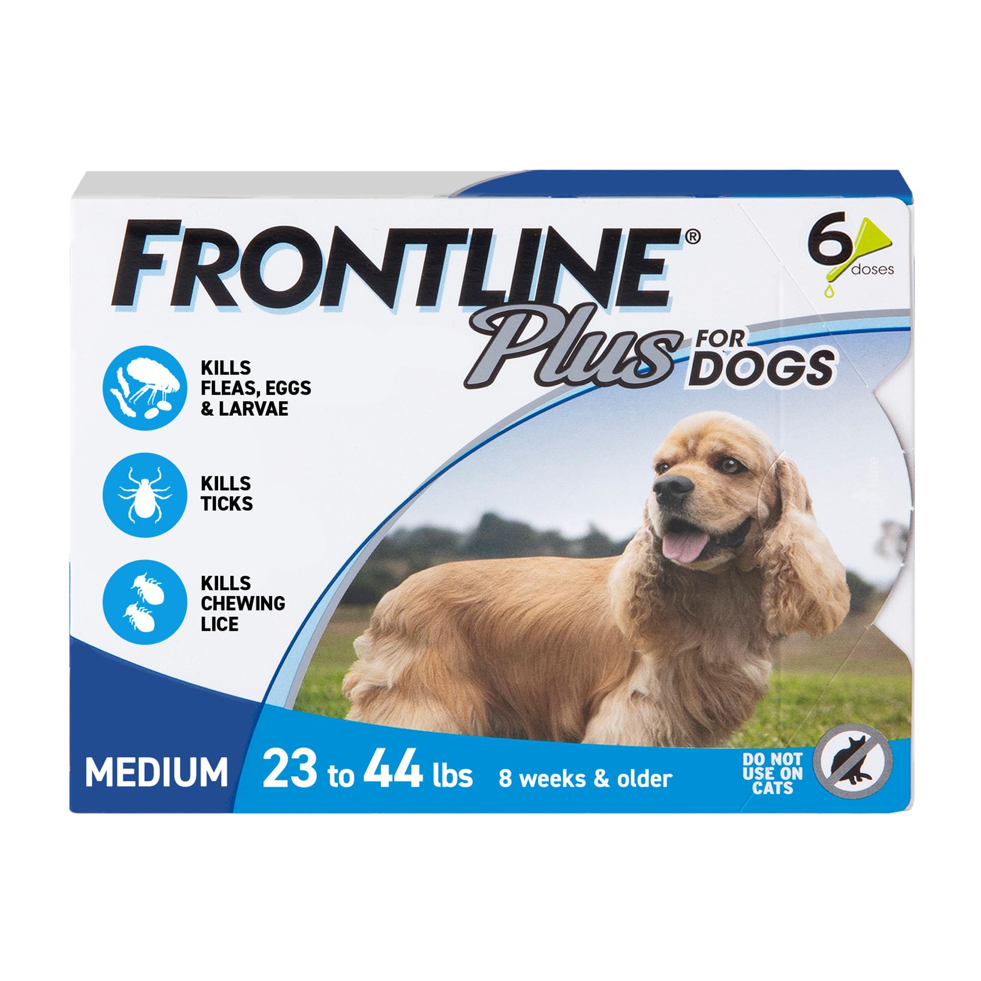 Frontline Plus sur le dos du chien, application simple et rapide.