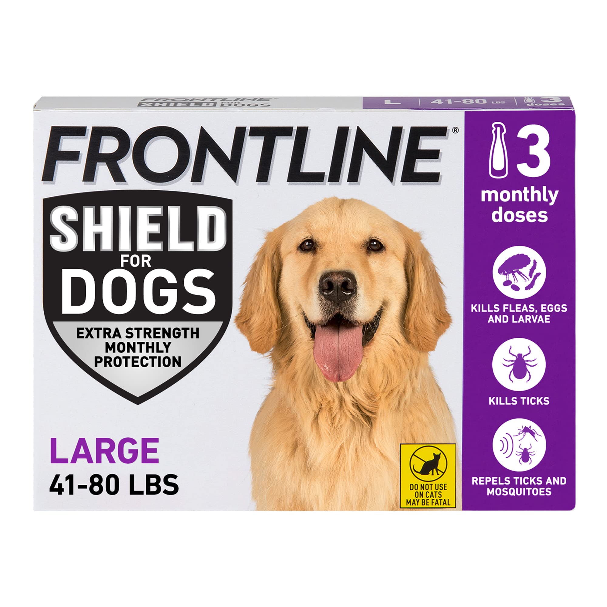 FRONTLINE Shield emballage – pack de 3 pour grands chiens; protection mensuelle.