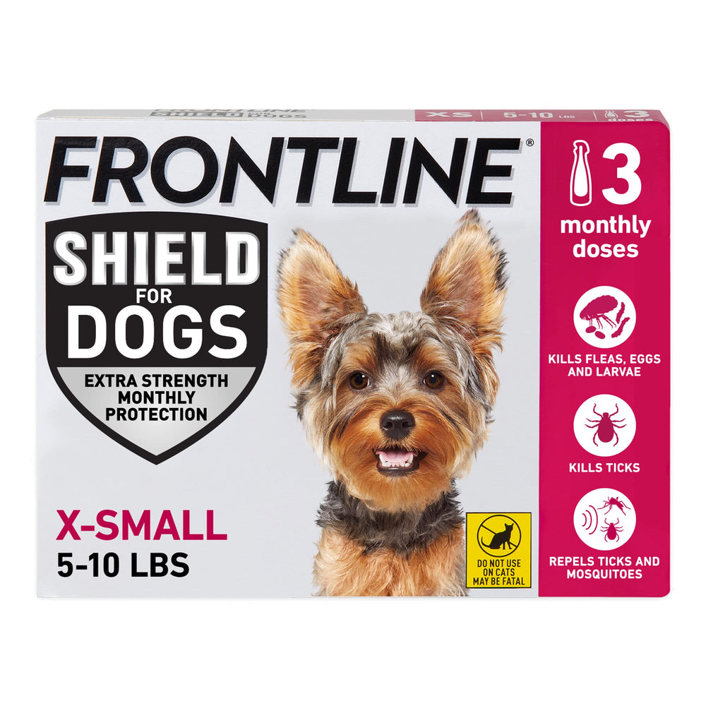 Flacon FRONTLINE Shield pour chiot 5-10 lb, pack de 3, protection anti-puces et anti-tiques.