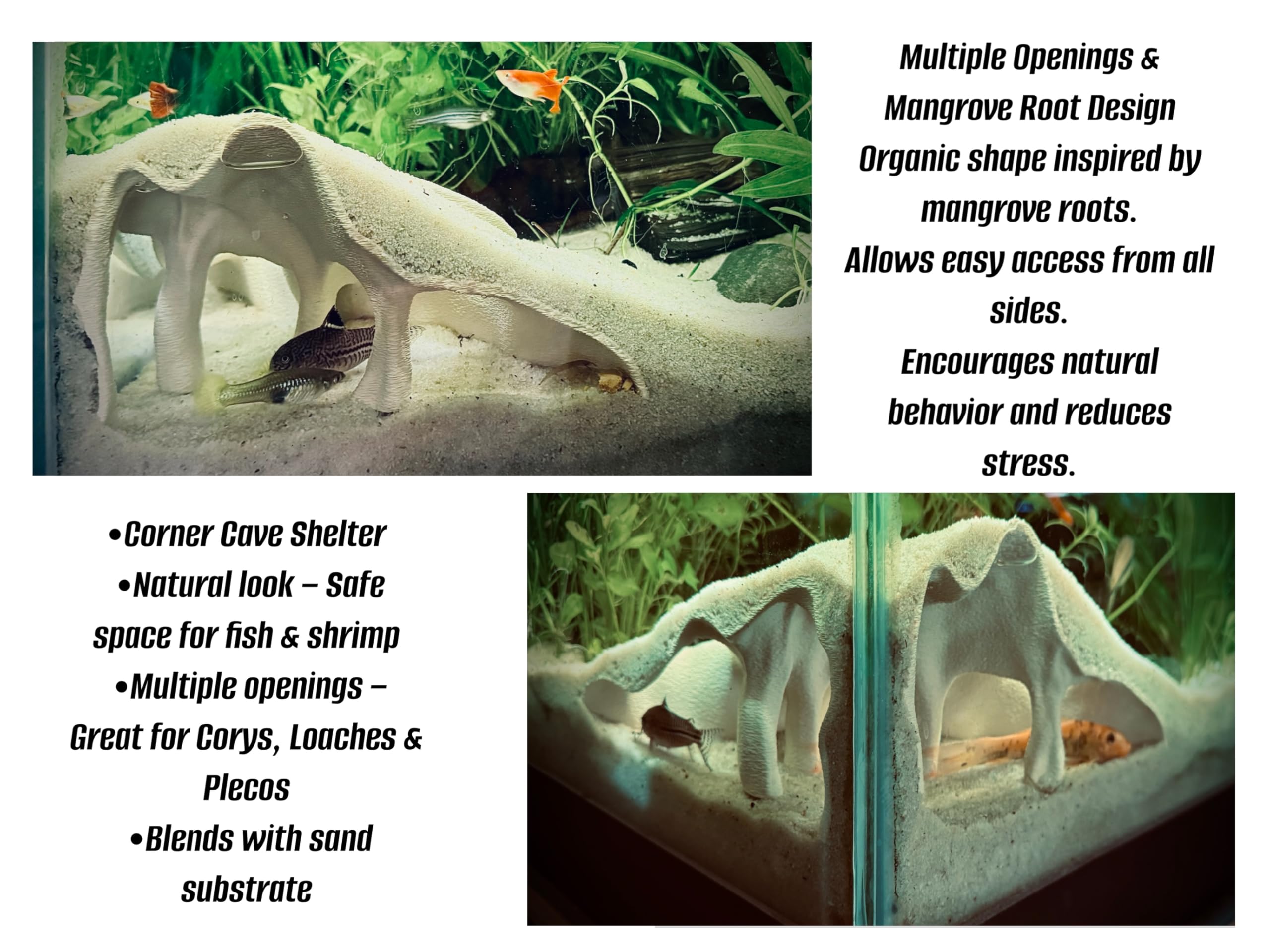 FROSTO cachette racine mangrove refuge aquarium pour poissons et crevettes.