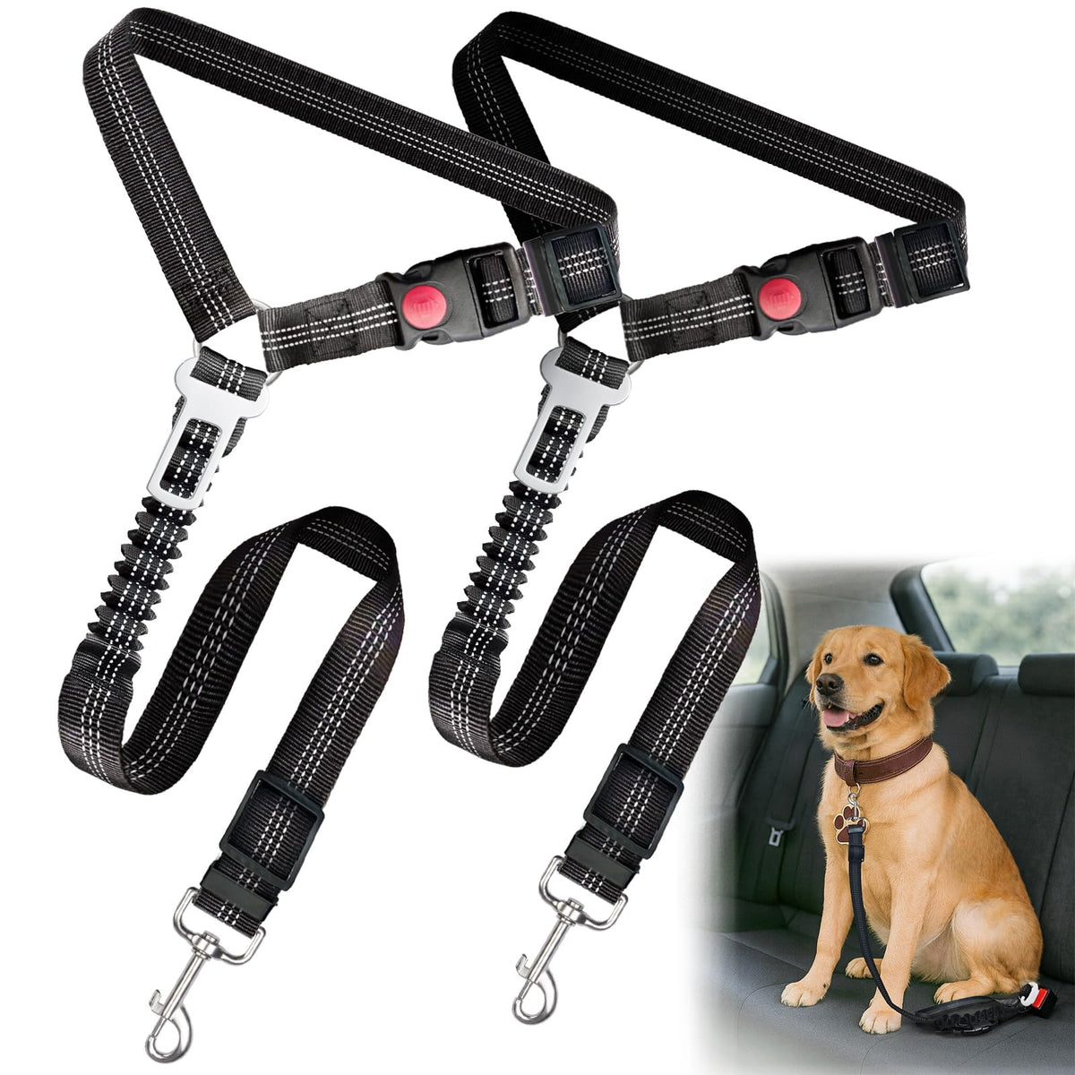 Frskcssd ceinture chien avec boucle pivot alliage zinc, sécurité fiable en voiture