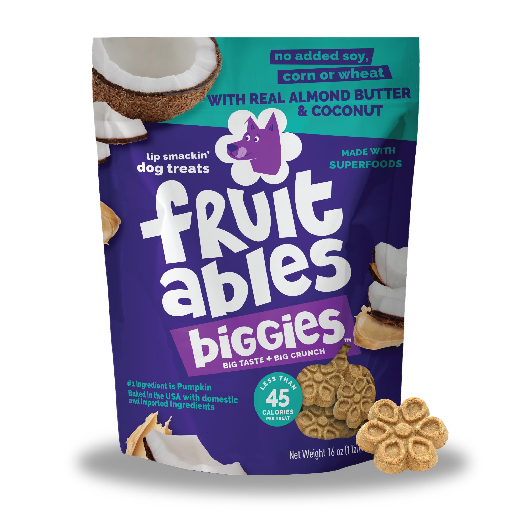 Friandises Fruitables Biggies amandes coco pour chiens