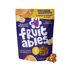Fruitables biscuits citrouille-banane pour chiens, croquants et savoureux.