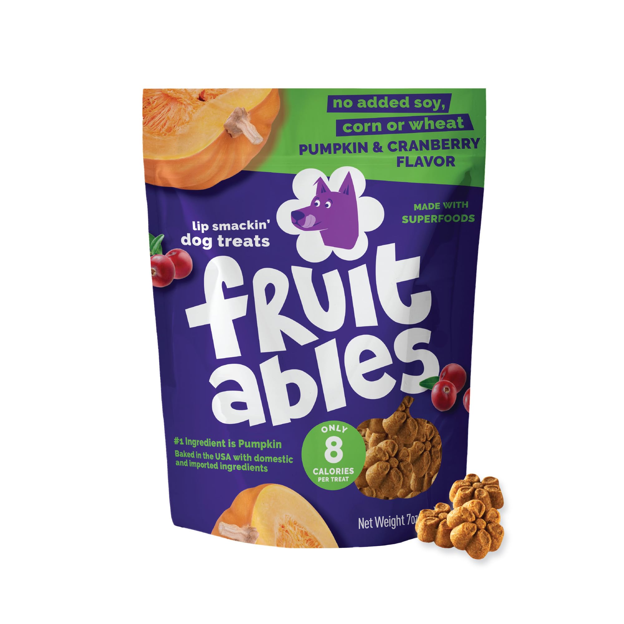 Biscuit Fruitables potiron et canneberge, goût naturel et sain pour chien.