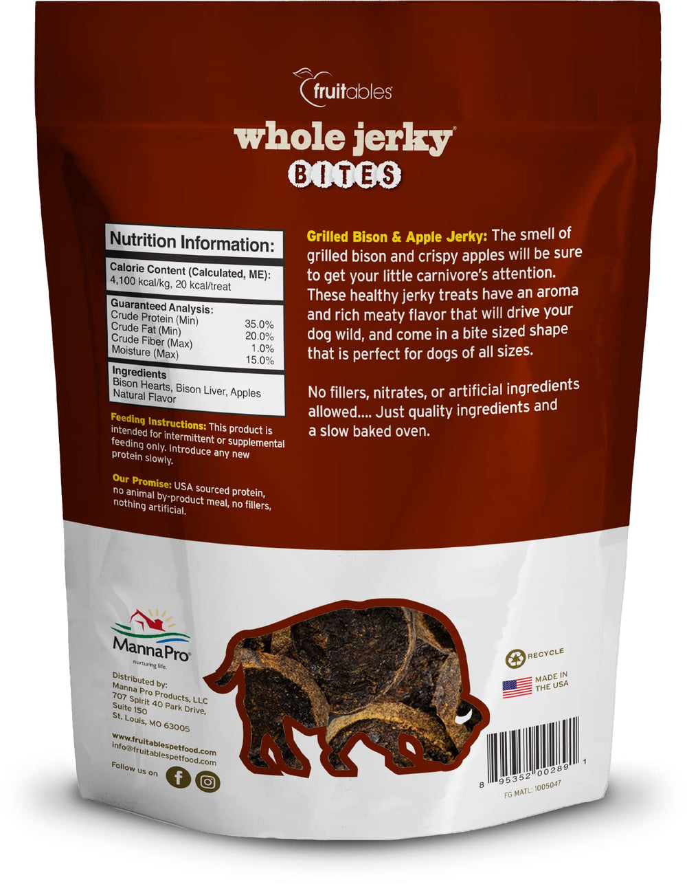 Fruitables bouchées bison-pomme snack quotidien, pratique et délicieux.