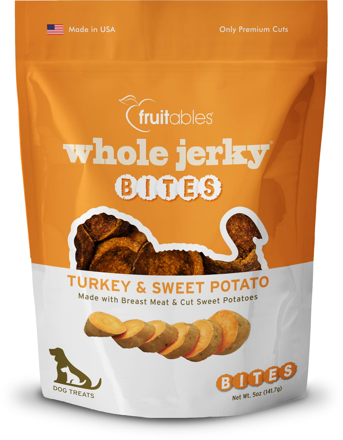 Fruitables Bouchées Jerky Dinde et Patate Douce, recompense naturelle pour chiens.