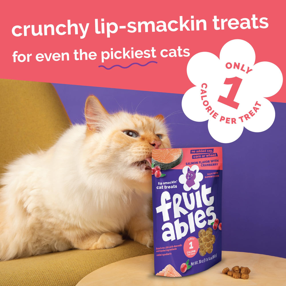Ingrédients naturels des friandises Fruitables saumon cranberry pour chats