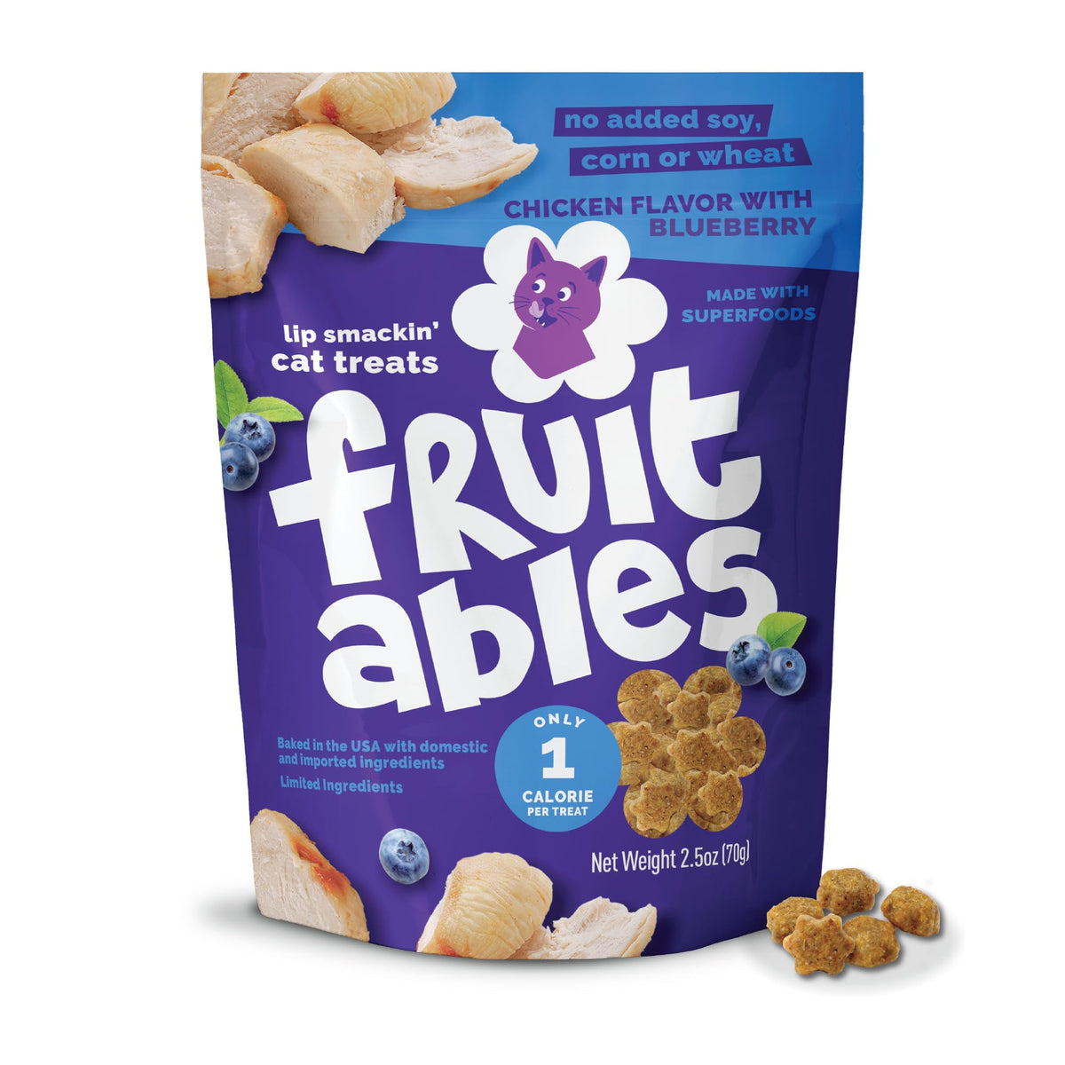 Fruitables chat-trait poulet et myrtilles: croquant savoureux pour récompenser