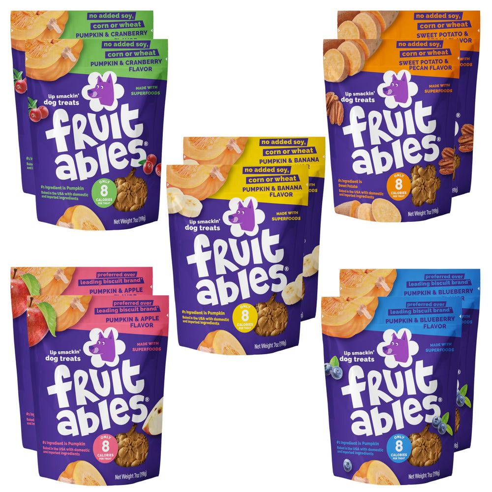 Gros plan sur la texture croustillante des friandises Fruitables Pumpkin pour récompenser.