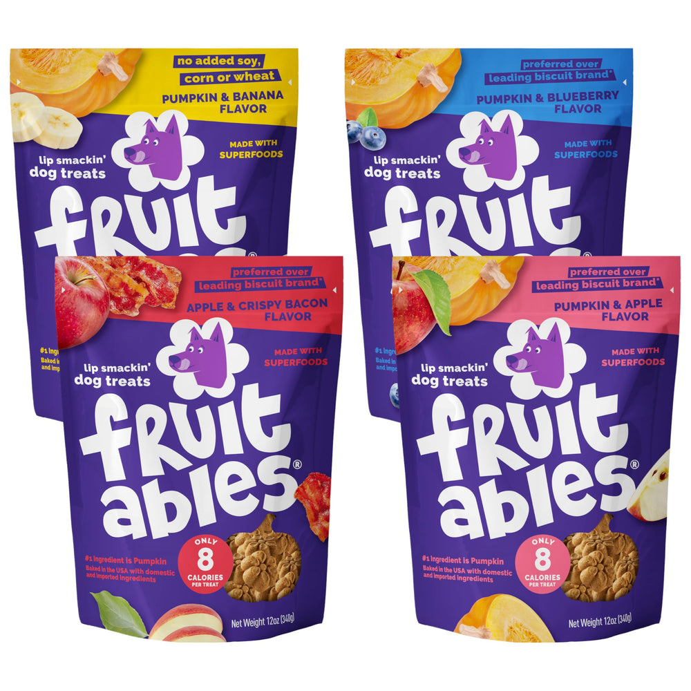 Friandises Fruitables gâteaux pour chien, variété potiron, quatre saveurs pour récompenser