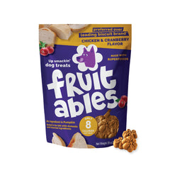 Fruitables croquettes chien, citrouille et poulet, récompense croquante et pratique.