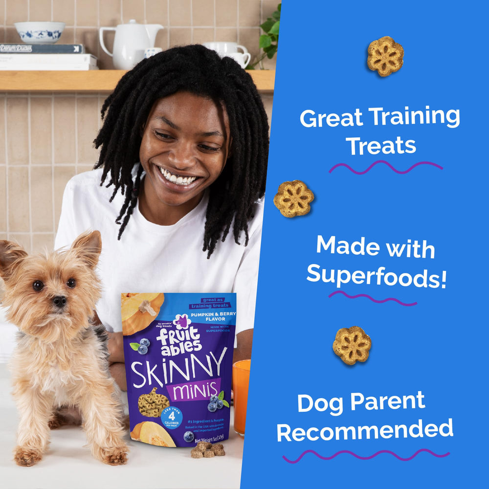 Fruitables Skinny Minis gouter petits chiens – récompense savoureuse.