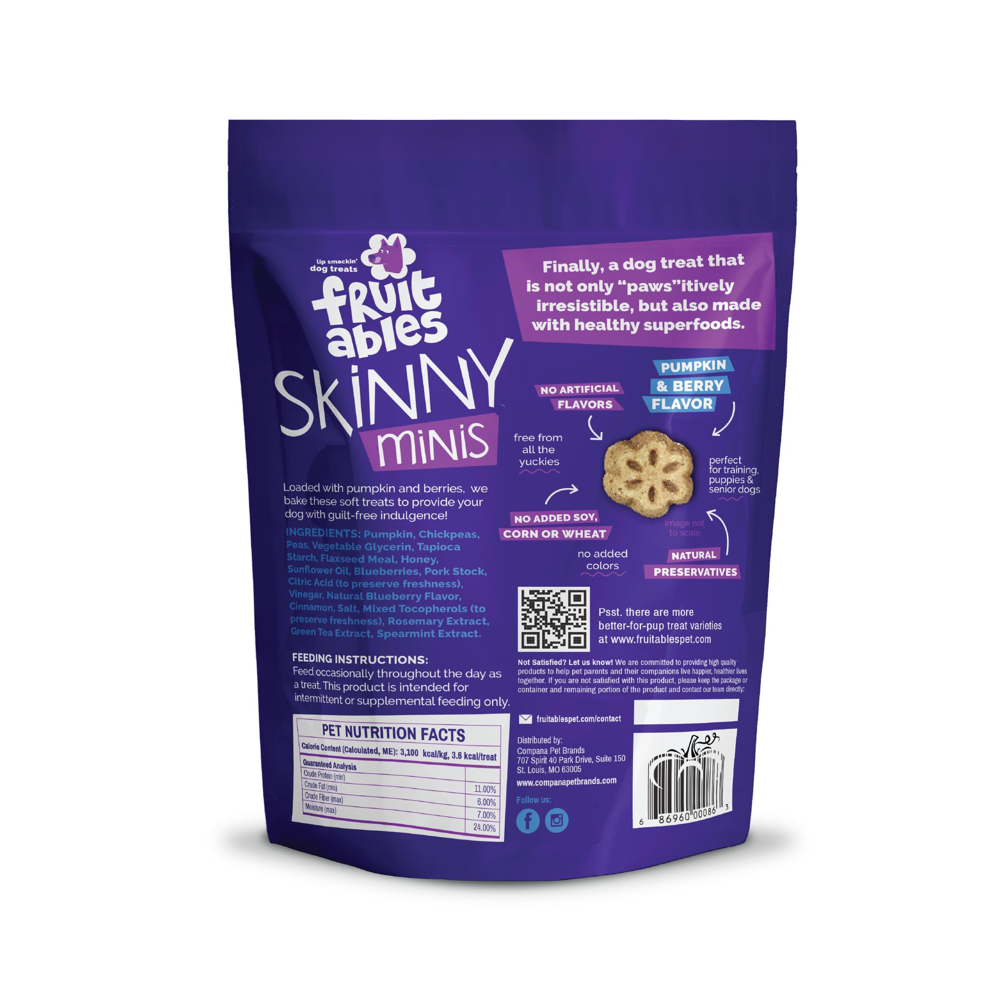Fruitables Skinny Minis récompense potiron et baies – friandise pratique et savoureuse.