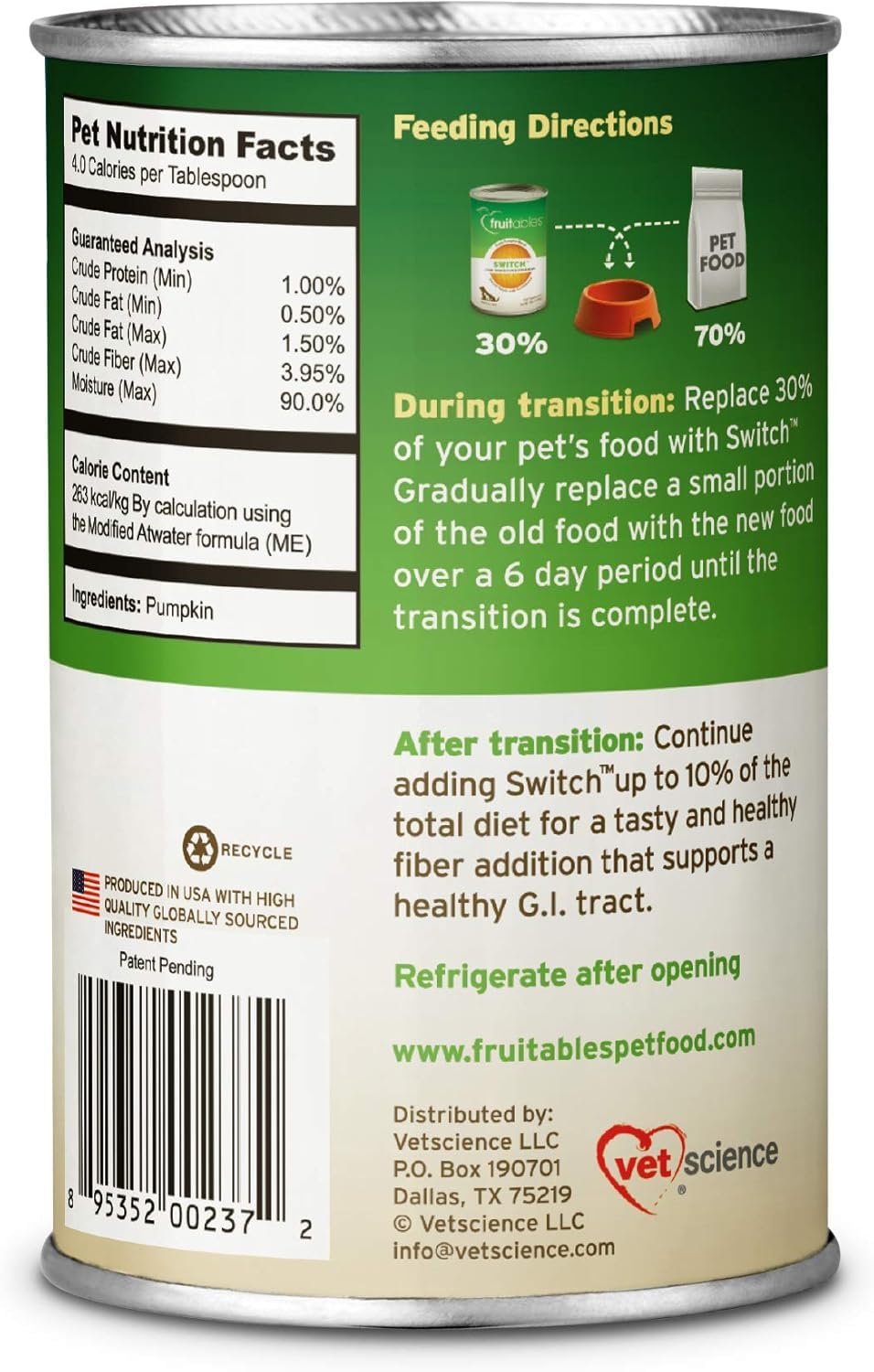 Fruitables Switch Fresh Pumpkin Blend - mélange pour repas, favorise une régularité potentielle.